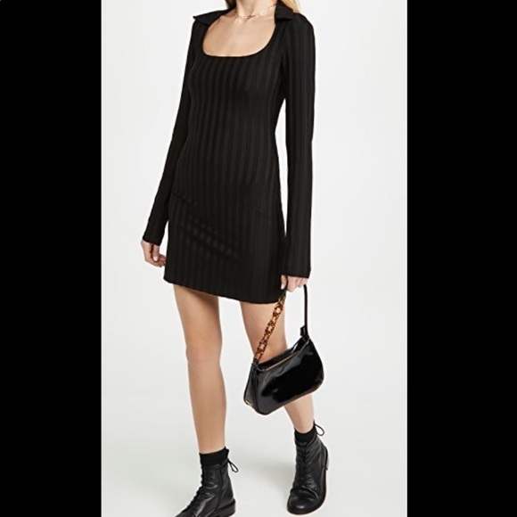 NEW Reformation Vittoria Ribbed Collar Bodycon Dress Medium - Picture 2 of 6